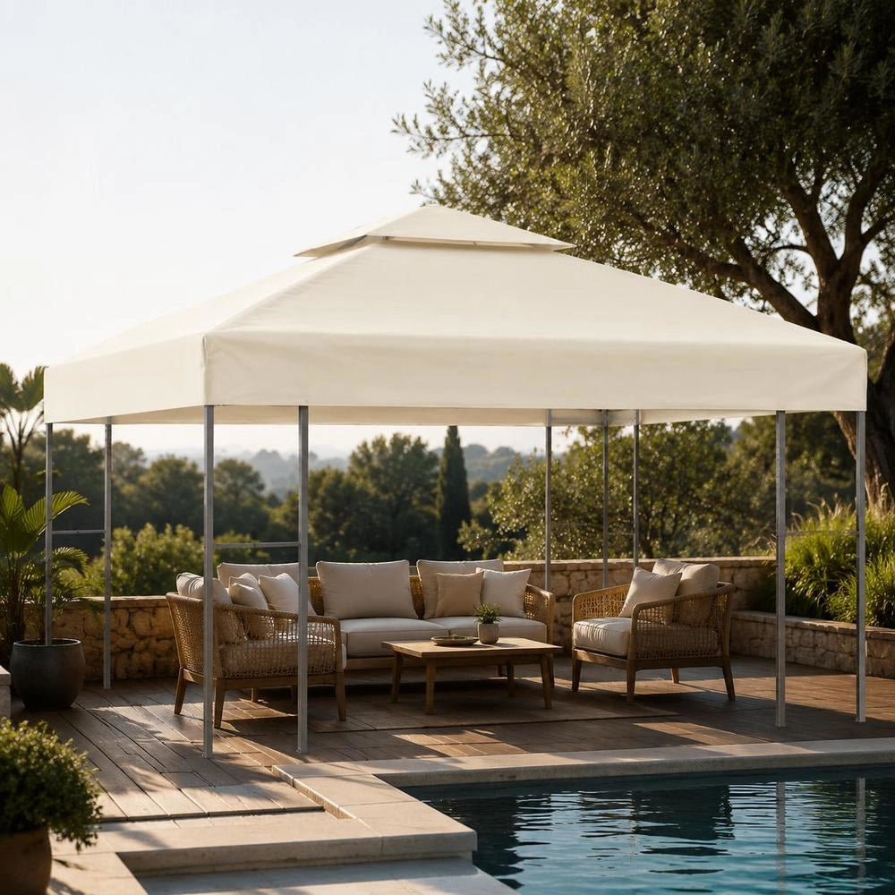 Gazebo Replacement Roof 310 G/square Meter Cream White 3x3 M