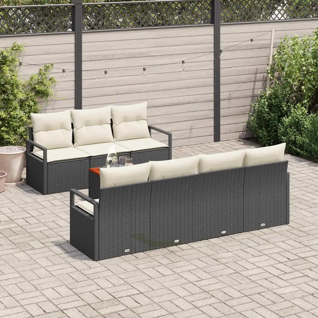 Set Divano da Giardino con cuscino 8 pcs Nero polyrattan 3347663