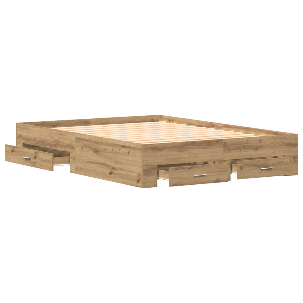 Struttura Letto con Cassetti Rovere artigianale Legno ingegnerizzato