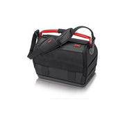 KNIPEX 00 21 08 LE Borsa portautensili LightPack Apribile su entrambi i lati Tessuto poliestere resistente con cerniera e chiusura a strappo Maniglia in acciaio con soft-grip Tracolla regolabile con tasca per cellulare Carico max 20 Kg colore Nero e Rosso
