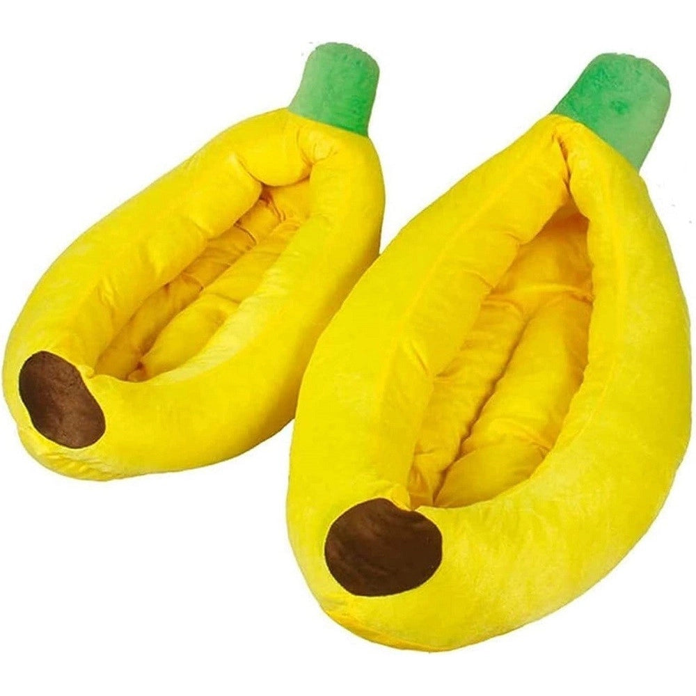 Trade Shop - Cuccia Banana Letto Morbido Per Gatto Cane Cuscino Inverno Peluche Nido 85x45cm -