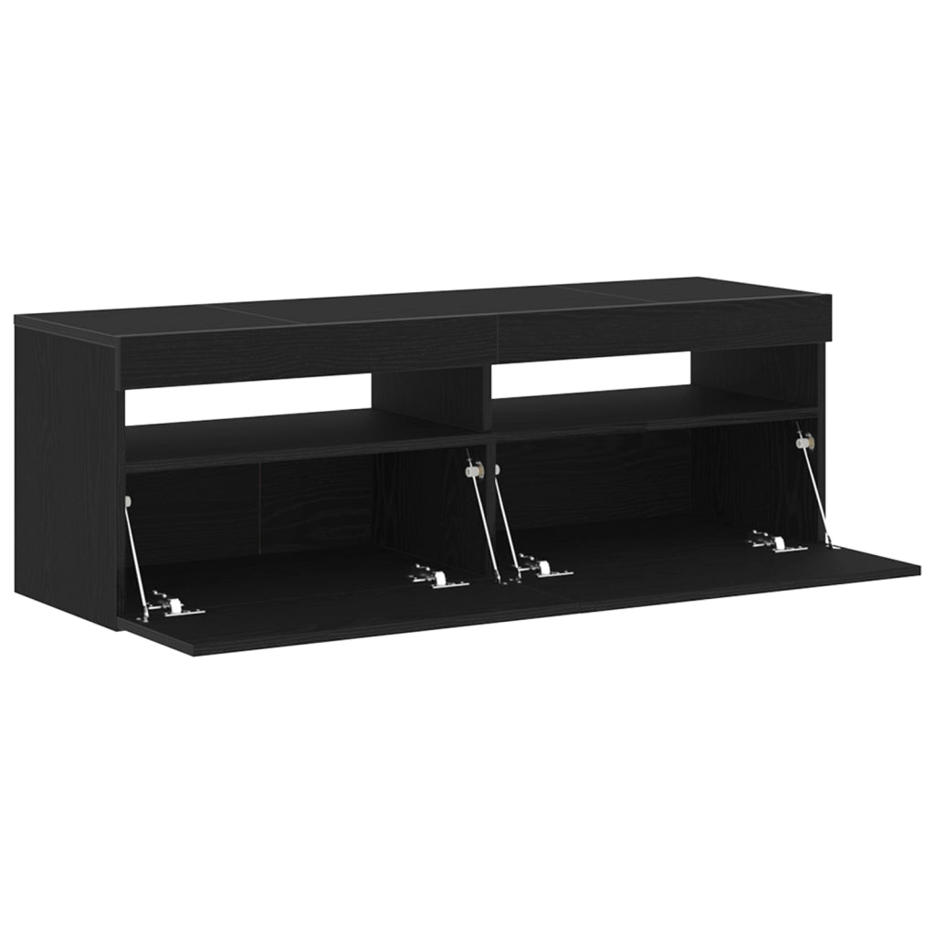 Mobile TV con LED Nero Rovere 120x35x40 cm Legno ingegnerizzato