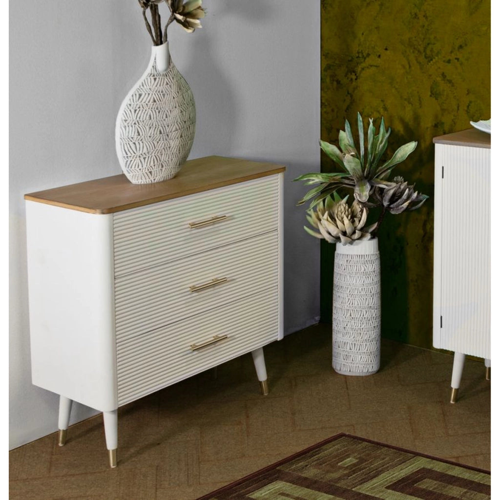 Cassettiera VKH8, Bianco, Legno, 78x37x80 cm