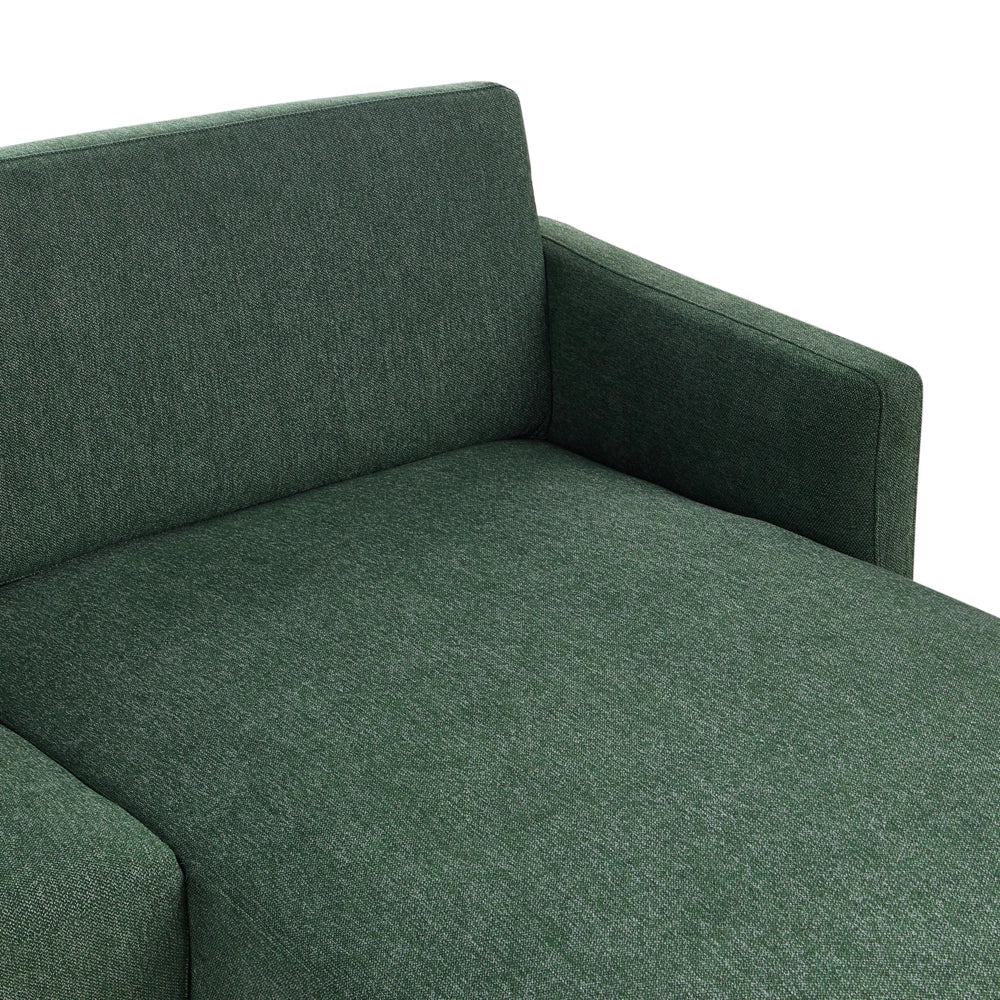 Divano angolare sinistro in poliestere verde scuro 192 x 155 Divano a 2 posti imbottito con gambe in metallo, tessuto e schienale imbottito, moderno e minimalista