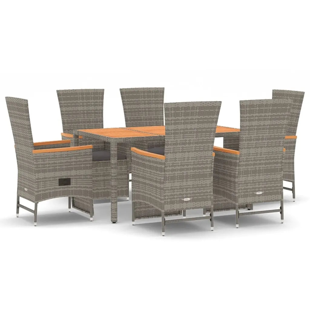 Set da Pranzo da Giardino 7 pz con Cuscini in Polyrattan Grigio 3157558