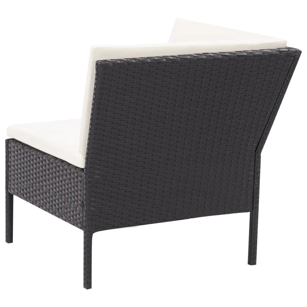 Set Divani da Giardino 3 pz con Cuscini in Polyrattan Nero 48960