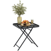 Tavolo da Giardino Pieghevole con Piano Quadrato a Griglia; Stile Moderno; in Acciaio; 70×70×72 cm; Nero