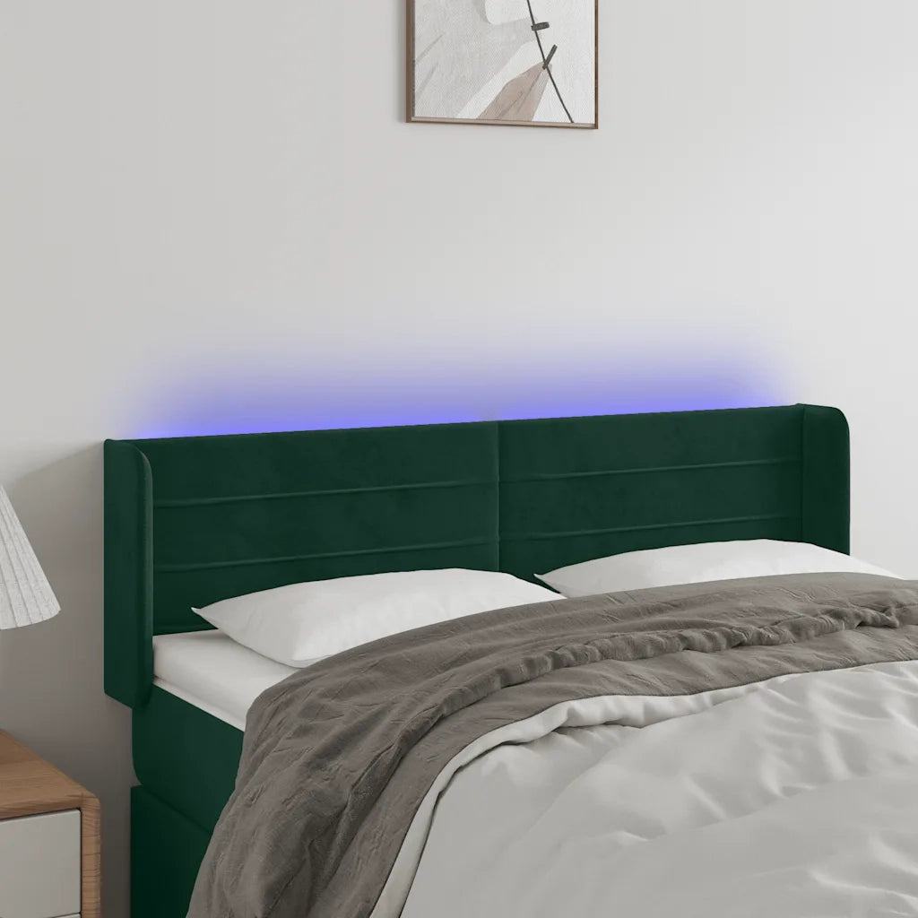 Testiera a LED Verde Scuro 147x16x78/88 cm in Velluto