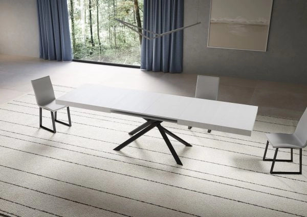 Tavolo Allungabile 200-304x90x77 cm Niket Bianco Frassino Gambe Antracite