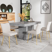Set di 4 sedie da pranzo in velluto con gambe in metallo; beige e oro