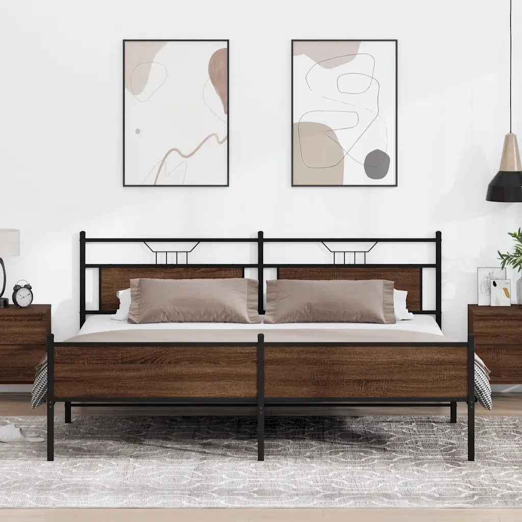 Giroletto senza Materaso in Metallo Rovere Marrone 200x200 cm