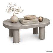 Tavolino da salotto ovale MATE 85 cm grigio con quattro gambe cilindriche
