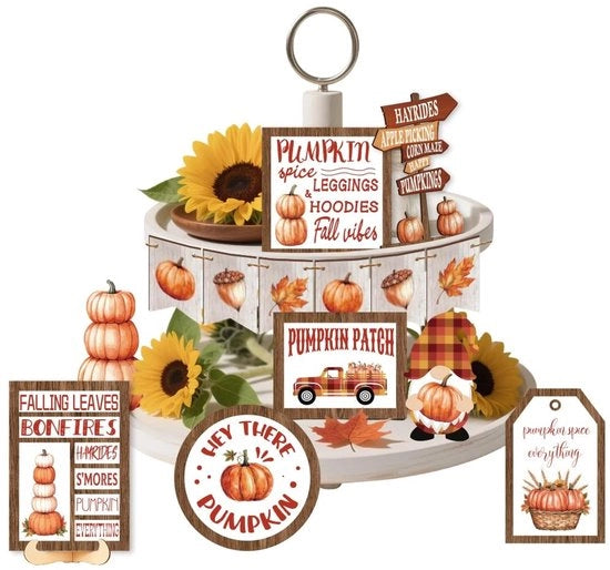Scelta di Tavolo in Legno 16 pezzi Decorazione Autunno Zucca - Tavolo Decorativo Rustico - Tavolo in Legno Decorativo - Decorazione per la Tavola - Disegno Rustico - Diverse Dimensioni
