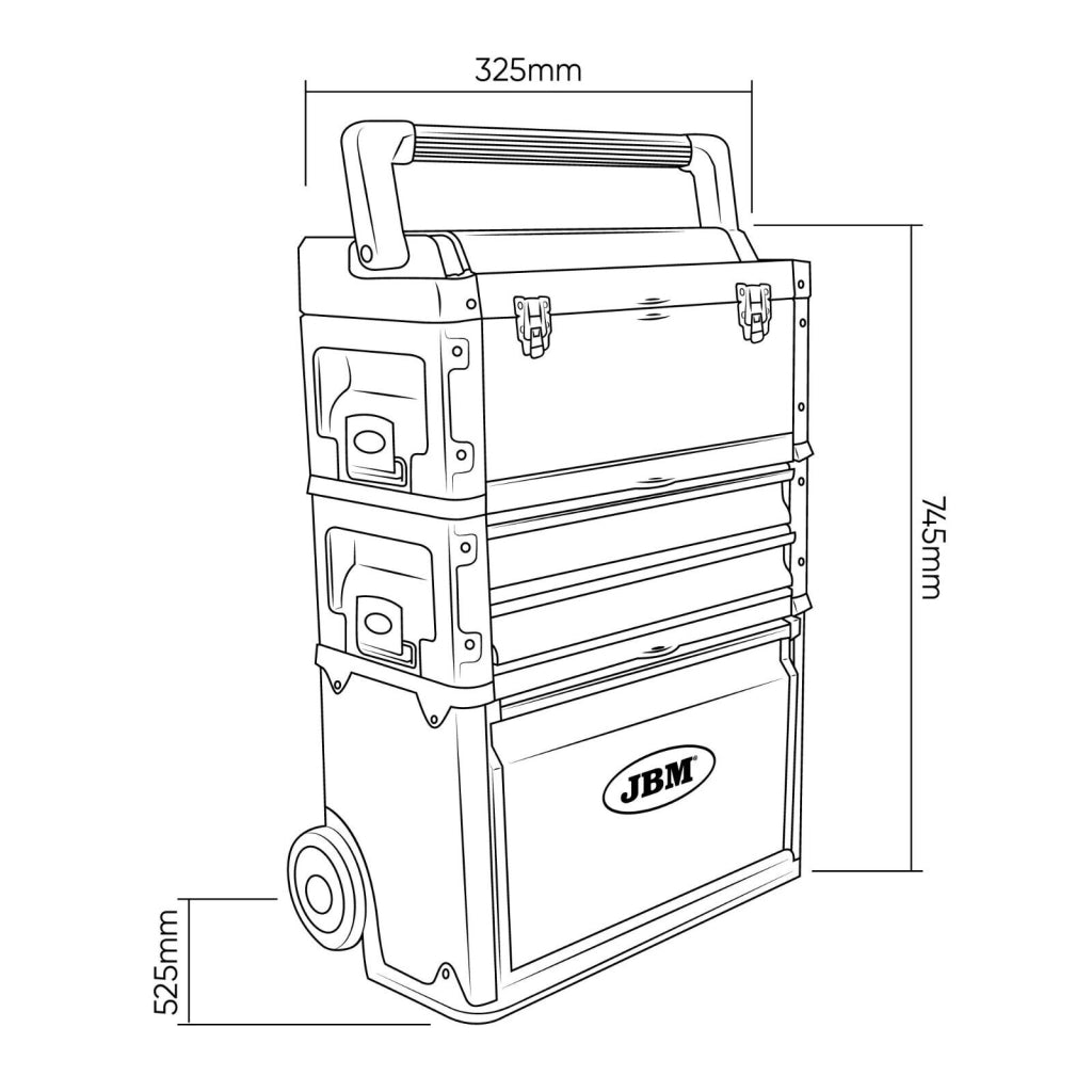 TROLLEY CARRELLO PORTA ATTREZZI UTENSILI PER OFFICINA DA MECCANICO A 3 CASSETTI COMPONIBILI