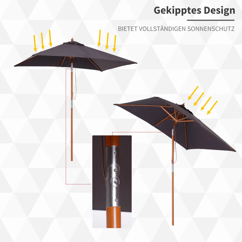 Ombrellone da giardino pieghevole rettangolare ¨C zephmum ¨C 200x150x235 cm grigio scuro