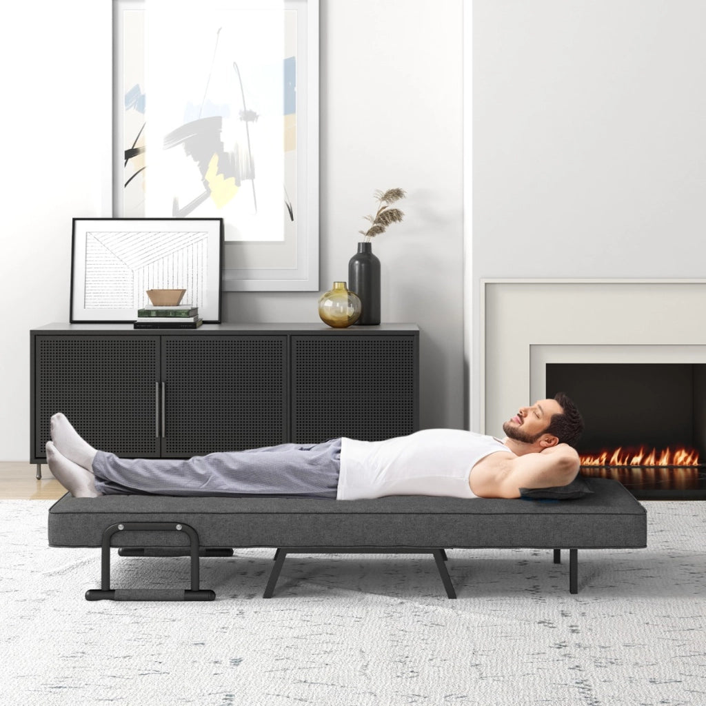 Divano letto trasformabile con schienale regolabile in 6 posizioni cuscino rimovibile-Sofa chaise lounge Grigio scuro