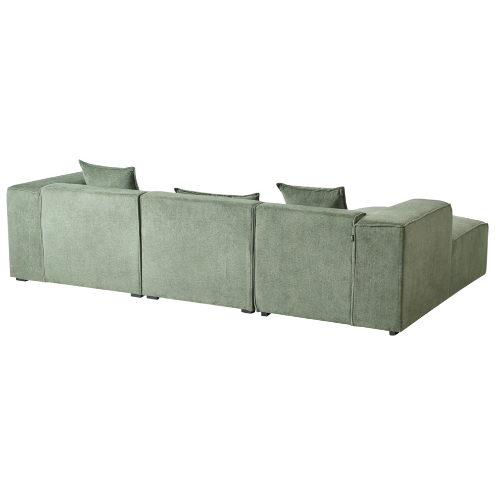 Divano Angolare Ciniglia Verde Scuro 3 Posti Cuscini Extra versione sinistra stile Moderno