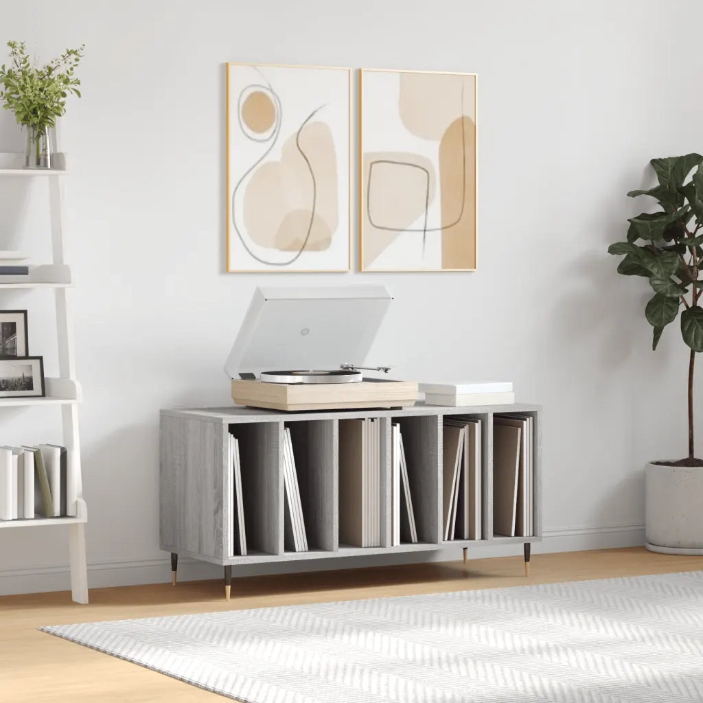Mobile Porta Dischi Grigio Sonoma 100x38x48cm Legno Multistrato 831746