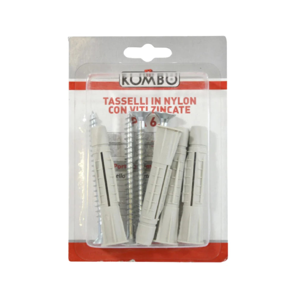 SET 4 VITI + 4 TASSELLI IN NYLON 10 X 60