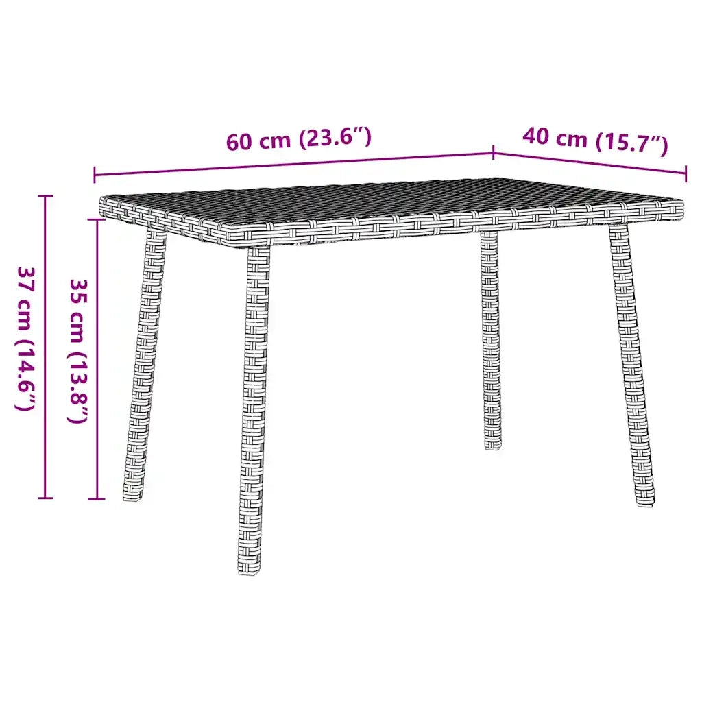 Tavolino da Giardino | Tavolino da esterno Rettangolare Grigio Chiaro 60x40x37 cm