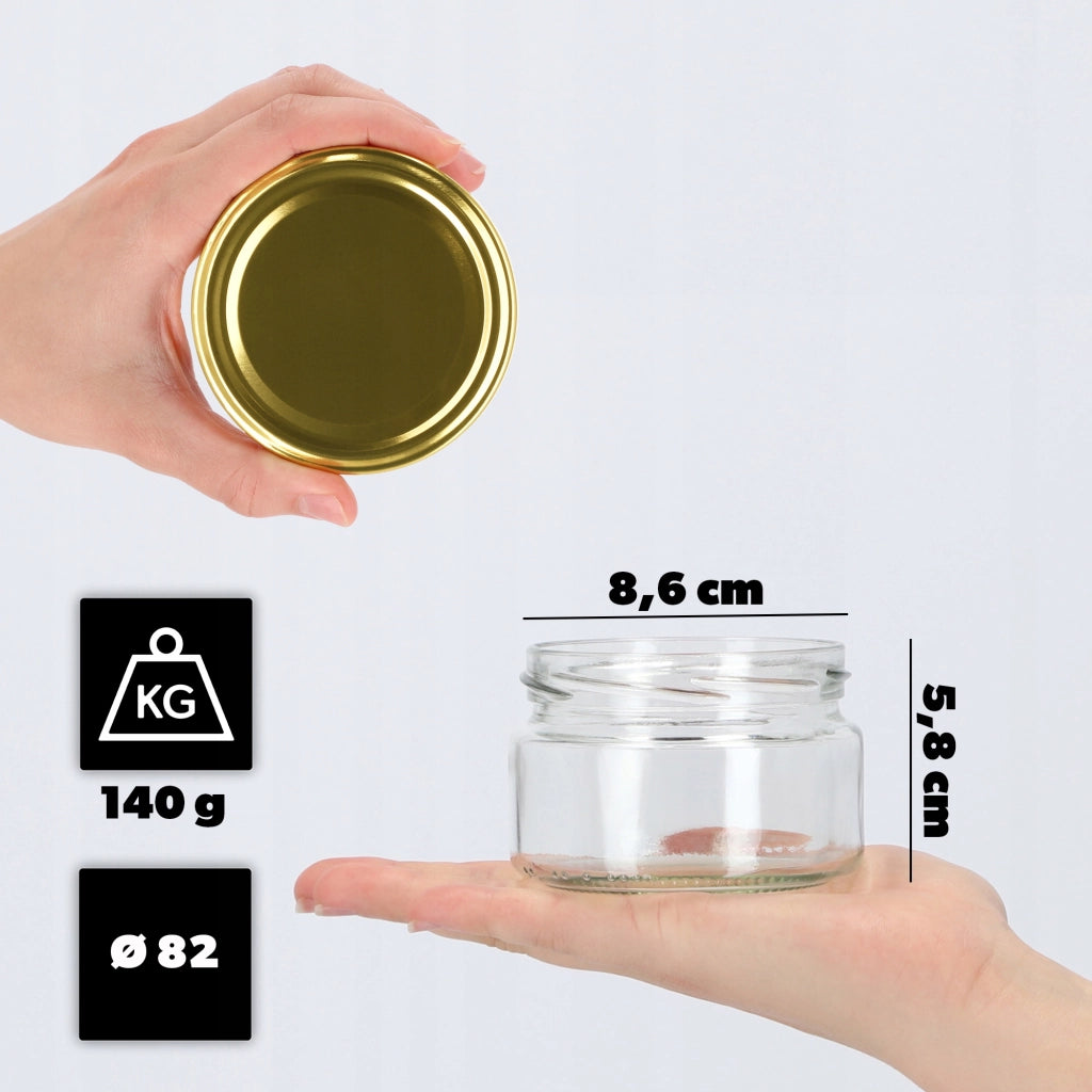 Barattoli per conserve KADAX Denia 250 ml 50 pezzi 82 mm + coperchio dorato