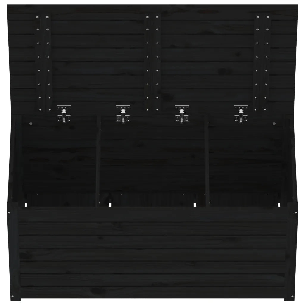 Contenitore Giardino Nero 101x50,5x46,5 cm Legno Massello Pino