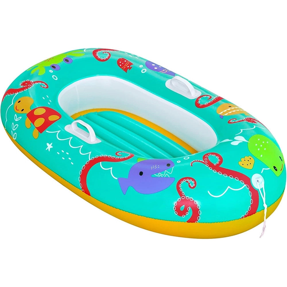 Trade Shop - Canotto Canottino Gonfiabile Per Bambini Balena Pesci Granchio Felice 119x79cm 34009 -
