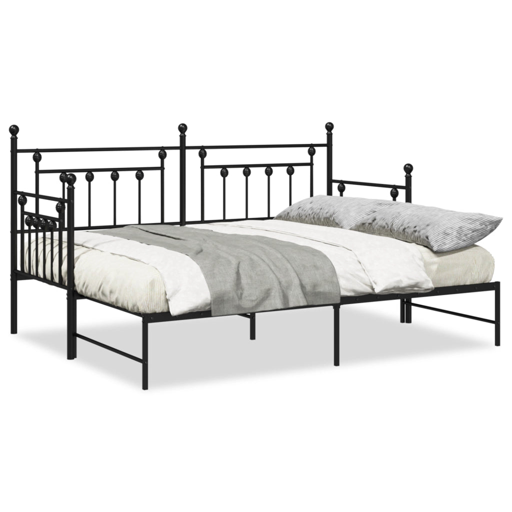 Letto a giorno con lettino estraibile Nero 75x190 cm Acciaio