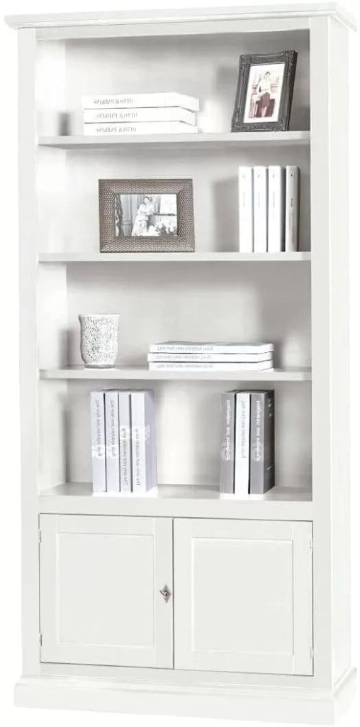 Libreria 2 ante arte povera bianca in legno 90x41x186 (1386) - Mobili 2G