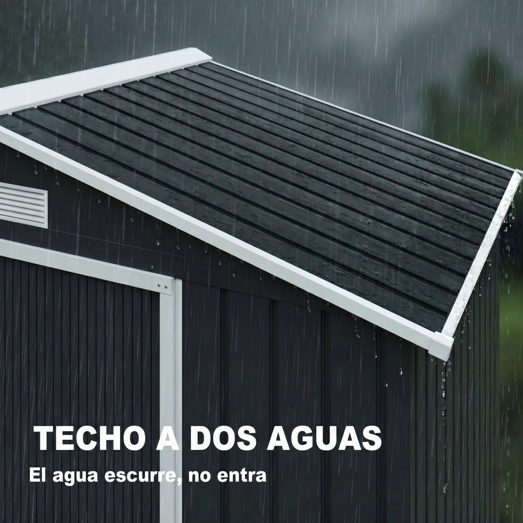 Capanno da Giardino ¨C zephmum ¨C 213x130x185 cm Grigio Scuro Metallo