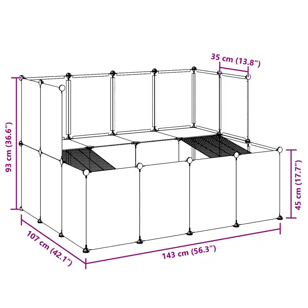 Gabbia per Piccoli Animali Trasparente 143x107x93 cm PP Acciaio 340570