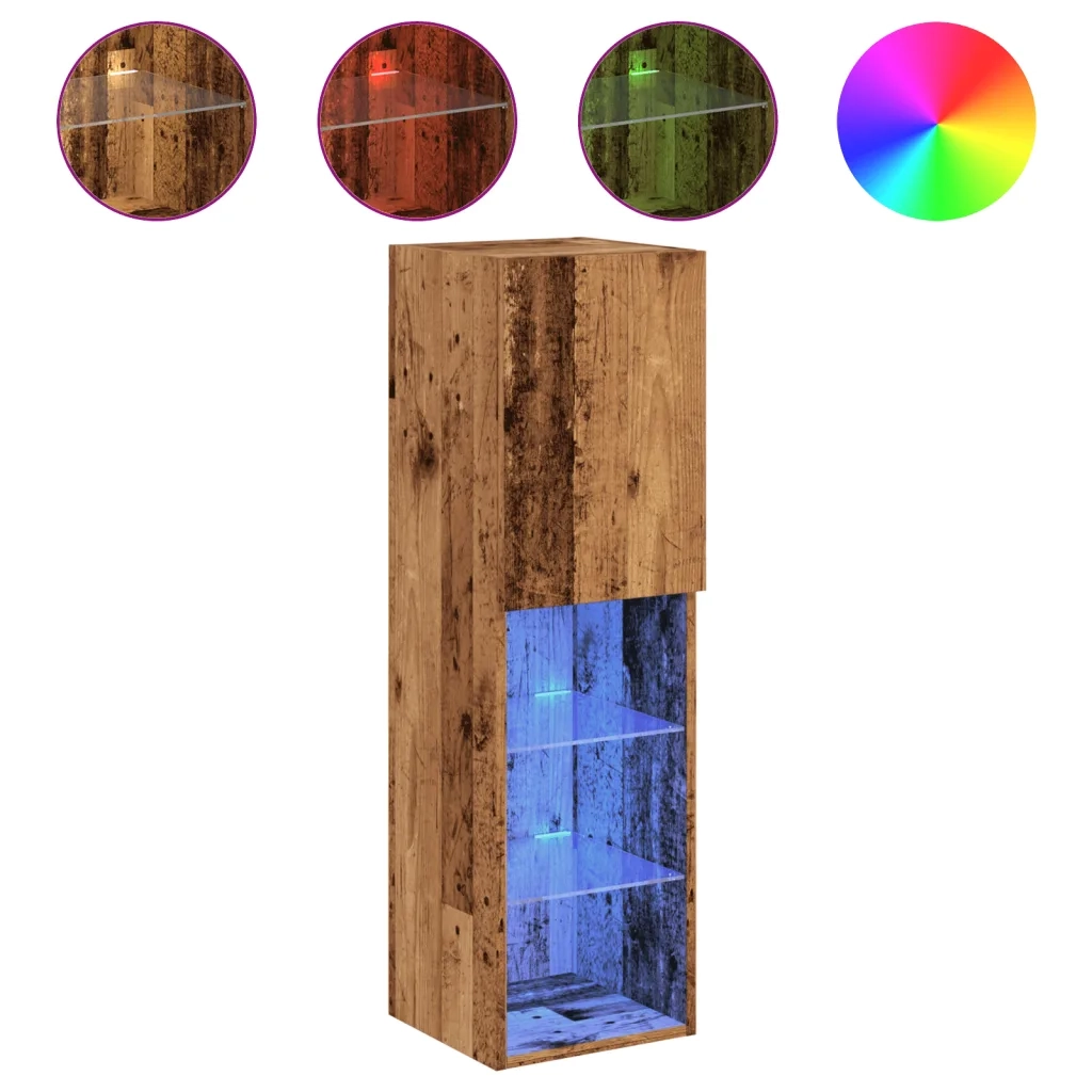 Mobile TV con Luci LED Legno Antico 30,5x30x102 cm 857676