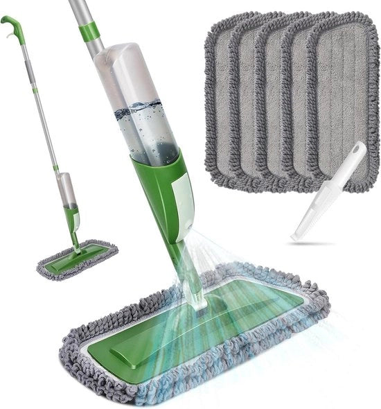Aspiratore di pavimento con funzione di aspersore - pulizia rapida di pavimenti duri - 550 ml di serbatoio d'acqua - inclusi 5 pannelli di spazzolatura