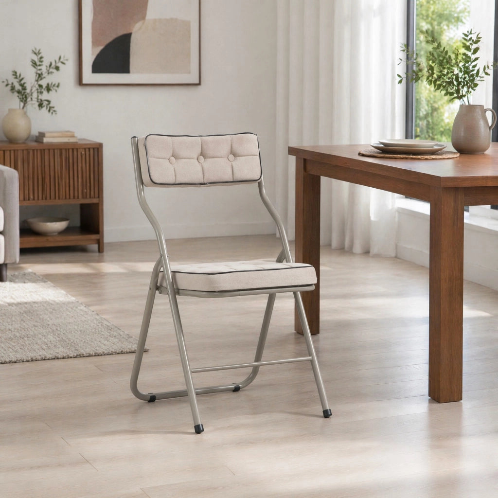 SEDIA PIEGHEVOLE Imbottita Set da 2 pezzi Struttura in acciaio Color khaki