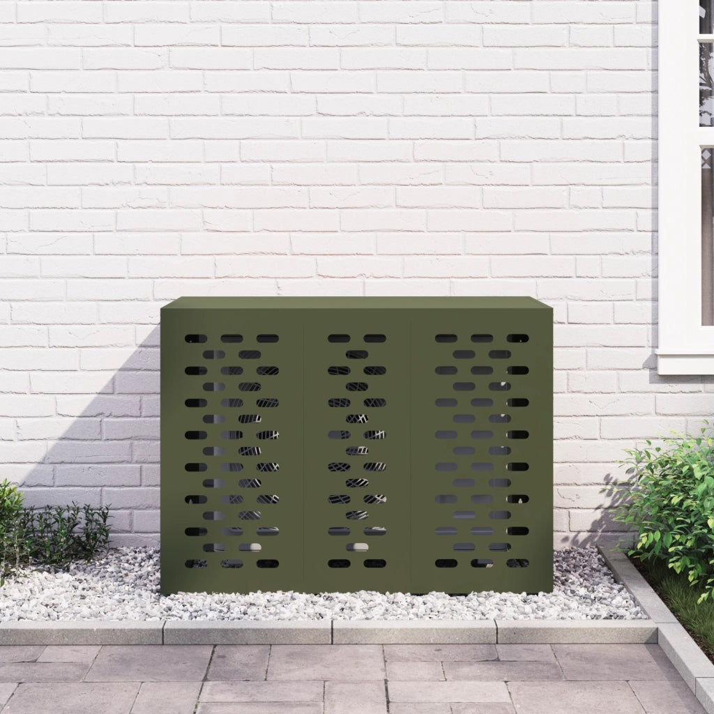 Copertura per Condizionatore d'Aria Verde Oliva 110x50x80 cm Acciaio