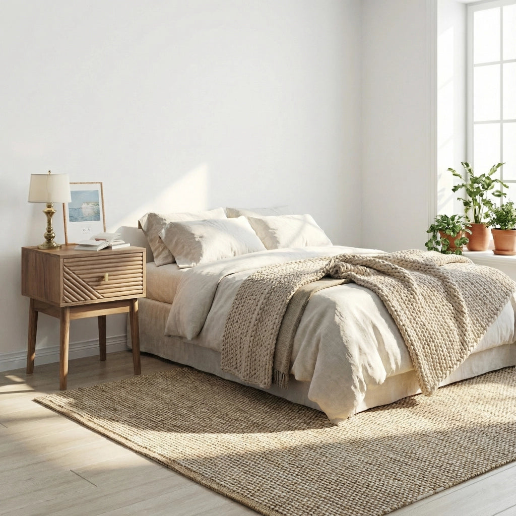 Comodino moderno color rovere con 2 cassetti, maniglie in metallo, 40 x 40 x 55 cm