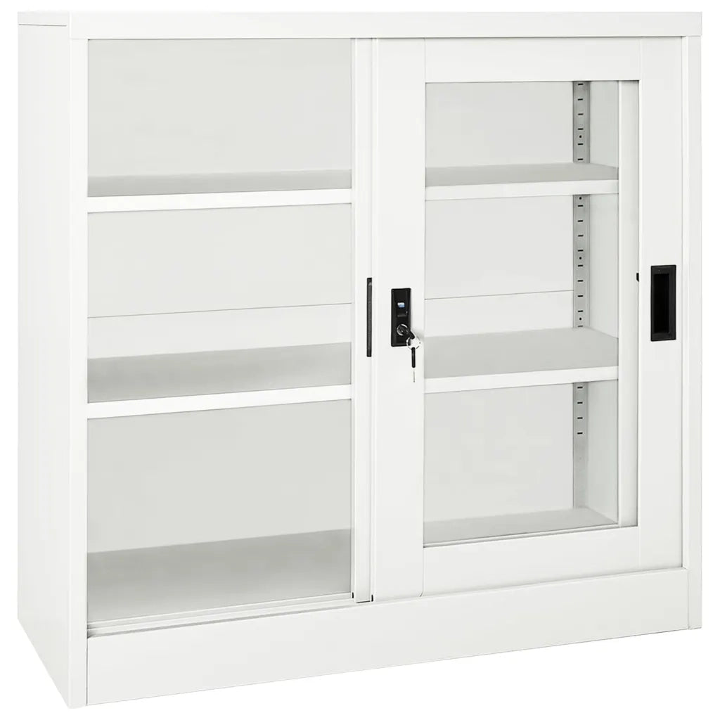 Armadio con Ante Scorrevoli Bianco 90x40x90 cm in Acciaio 335954