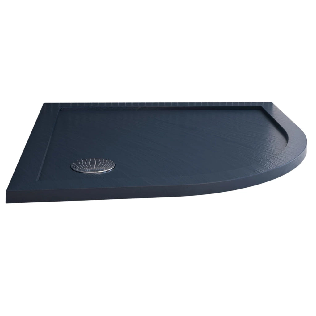 Piatto Doccia Slim 80x80x4 cm Semicircolare Acrilico Bordato Antracite Effetto Pietra mod. Flower