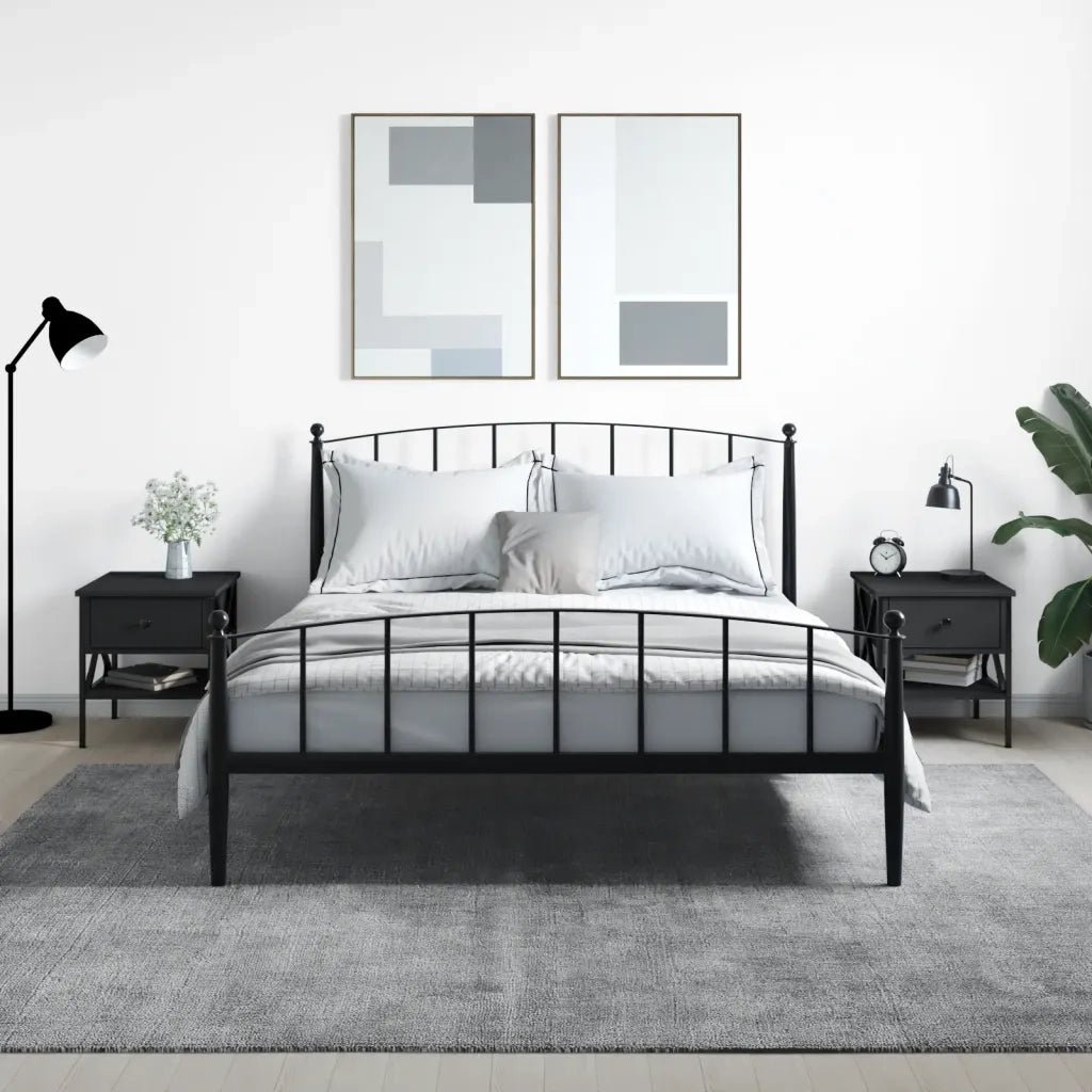 Set di 2 Comodini | Armadio da Notte | Mobiletto da notte Neri 40x42x45 cm in Legno Multistrato