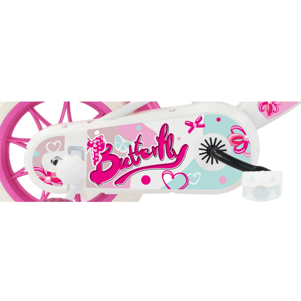 Bicicletta per Bambine 12" Butterfly Freno Caliper e Stabilizzatori in Acciaio Hi-Ten Rosa