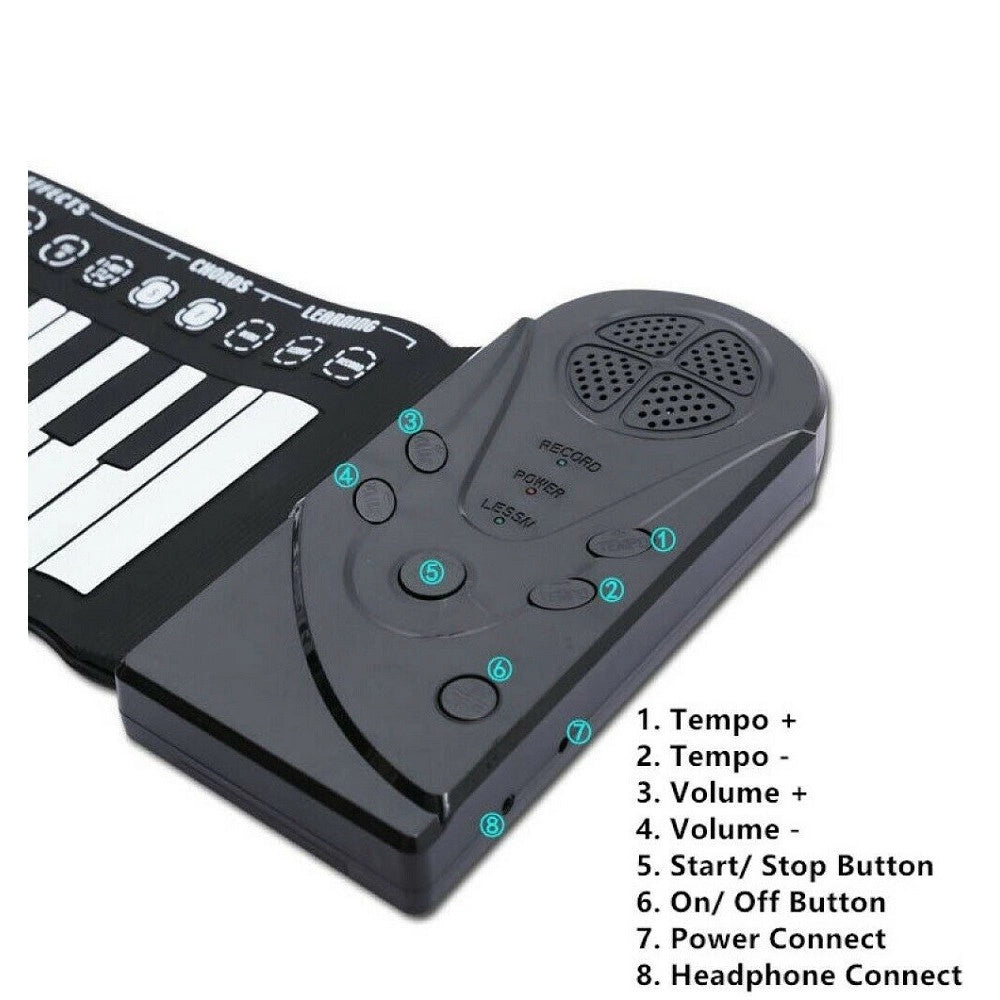 Trade Shop - Tastiera Pianola Elettronica Pianoforte Musicale Pieghevole 49 Tasti Q-gq001 -