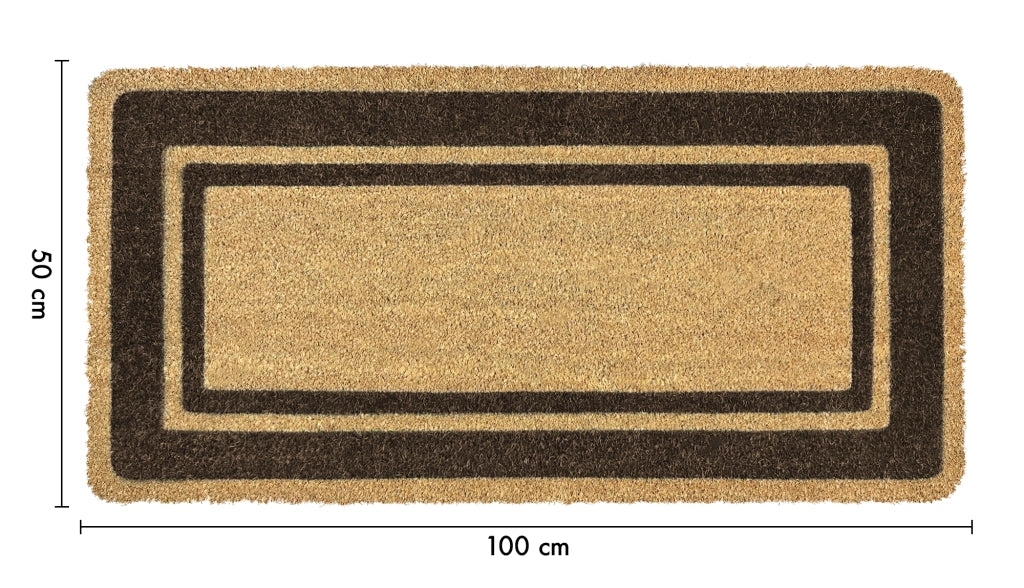  Zerbino Ingresso  In Cocco Naturale Misura XXL Grande Rettangolare 100 x 50 Cm Tappeto Asciugapassi Tappetino Antiscivolo Interno Esterno Porta Entrata Raschiafango - Marrone