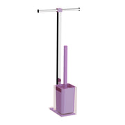 Colonnina portarotolo e scopino WC acciaio inox e resine termoplastiche serie Rainbow Gedy RA32 Lilla Trasparente