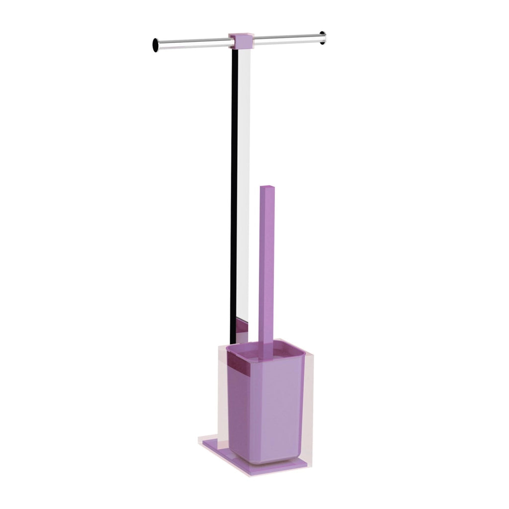 Colonnina portarotolo e scopino WC acciaio inox e resine termoplastiche serie Rainbow Gedy RA32 Lilla Trasparente