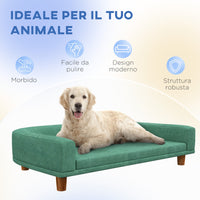 Divano per Cani Taglia Grande 98x67x25 cm con Cuscino Sfoderabile Verde Chiaro
