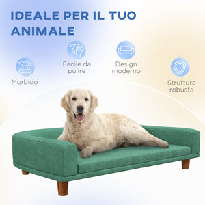 Divano per Cani Taglia Grande 98x67x25 cm con Cuscino Sfoderabile Verde Chiaro
