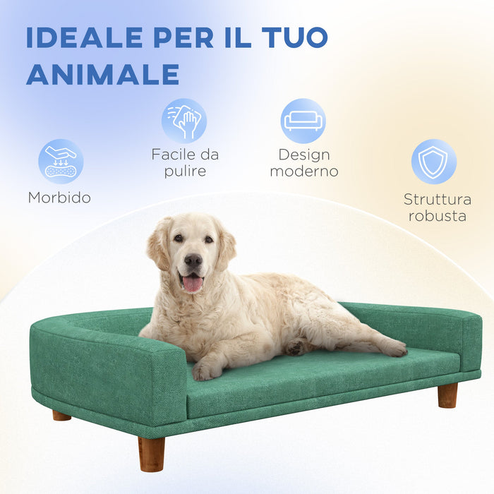 Divano per Cani Taglia Grande 98x67x25 cm con Cuscino Sfoderabile Verde Chiaro