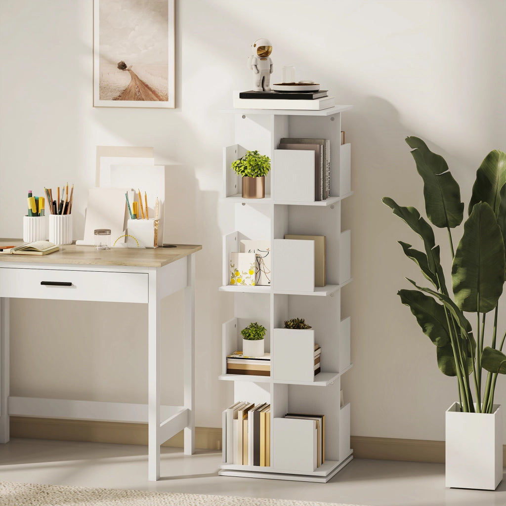 Libreria rotante a 4 livelli con scomparti ¨C zephmum ¨C bianco 39x39x128 cm