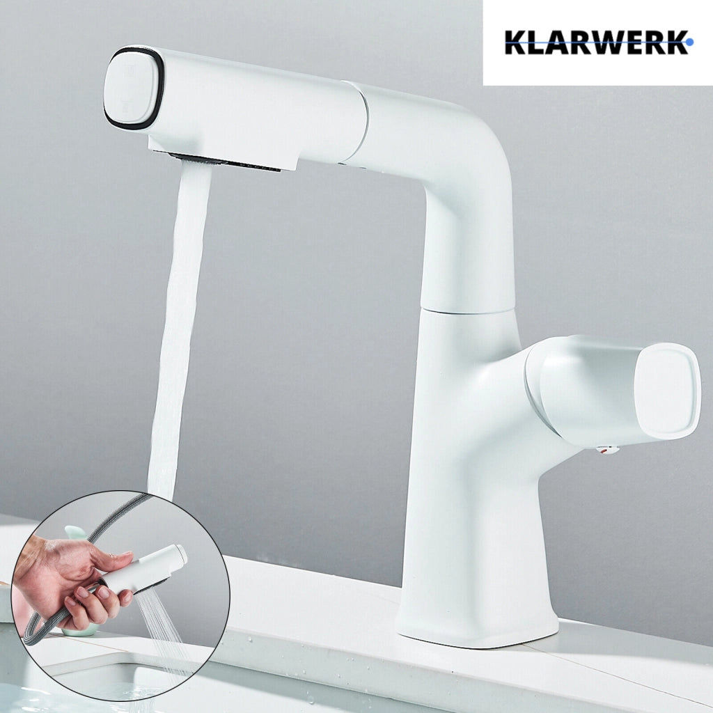 MAX | Rubinetto da bagno estensibile in acciaio inox con funzione doccia bianco | da bagno con rubinetto alto, lavabo independente per ristorazione