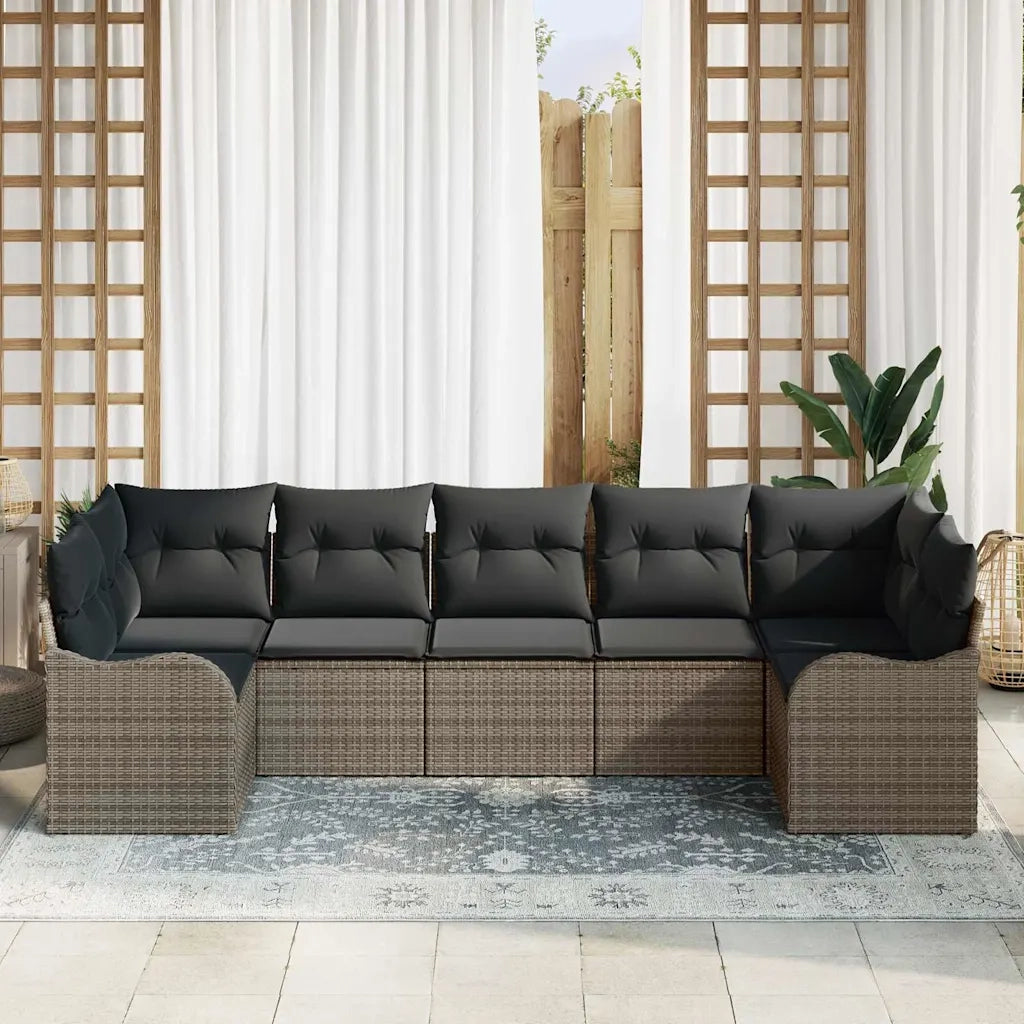 Set Divano da Giardino 7 pcs Grigio Poly Rattan 3354518
